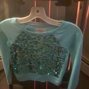 NWOT Girls turquoise blue sequin sweater size 7/8